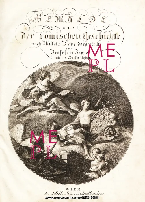 : Calligraphic title page with vignette from Zappe's : Calligraphic title page with vignette from Zappe's