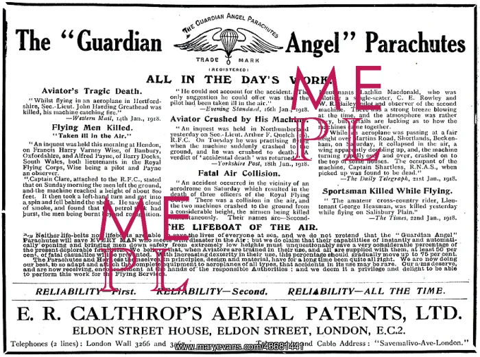 : Calthrop Guardian Angel Parachute : Calthrop Guardian Angel Parachute