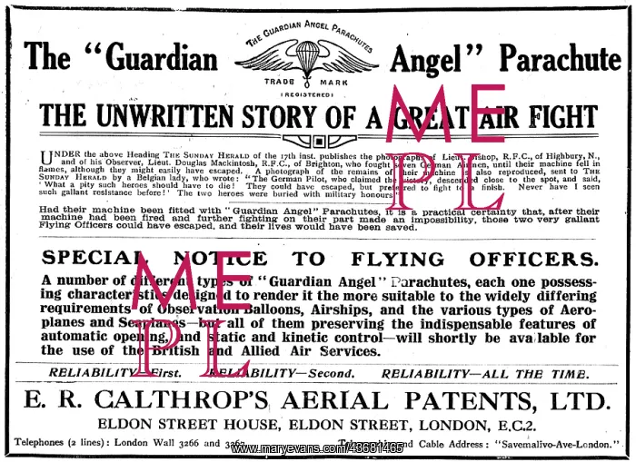: Calthrop Guardian Angel Parachute : Calthrop Guardian Angel Parachute
