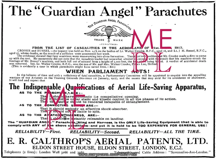 : Calthrop Guardian Angel Parachute : Calthrop Guardian Angel Parachute
