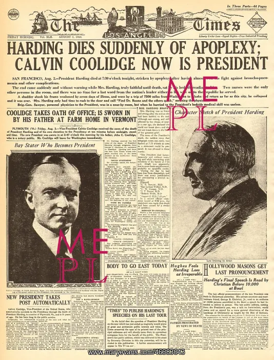 : Calvin Coolidge new US President : Calvin Coolidge new US President