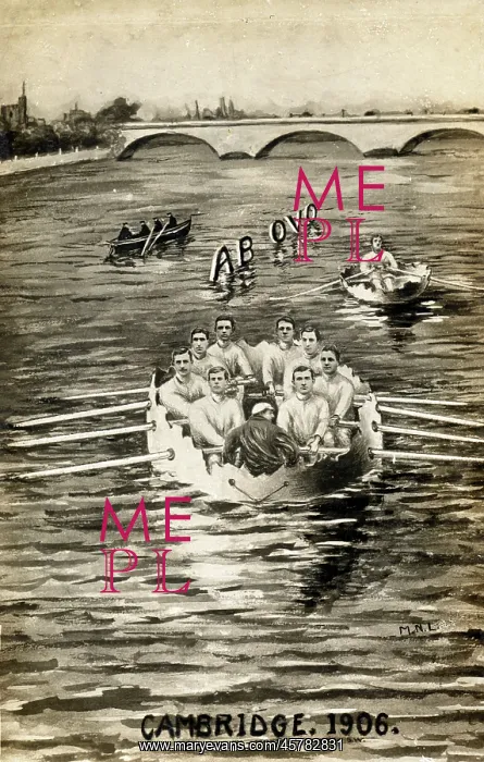 : The Cambridge Eight competing in a shell race : The Cambridge Eight competing in a shell race