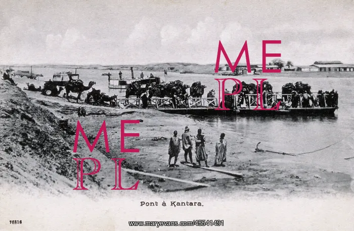 : Camel train on a chain ferry at Kantara, Egypt : Camel train on a chain ferry at Kantara, Egypt
