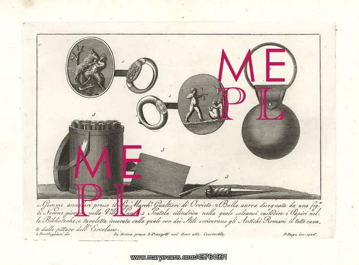 : Cameo rings, gold bauble and writing tools : Cameo rings, gold bauble and writing tools