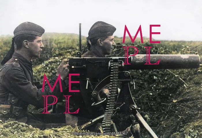 : Cameron Highlanders with Maxim gun, WW1 : Cameron Highlanders with Maxim gun, WW1