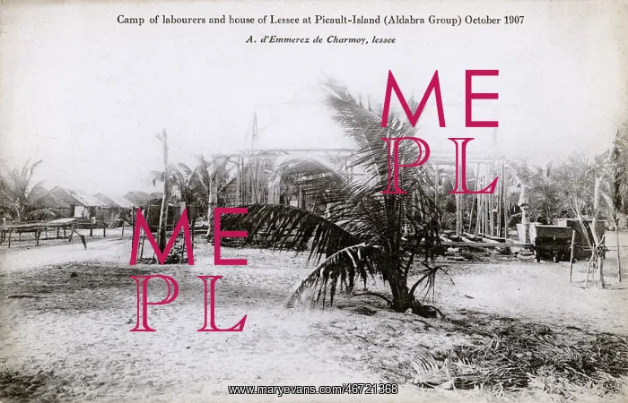 : Camp for Labourers - Picault Island, Aldabra Group : Camp for Labourers - Picault Island, Aldabra Group