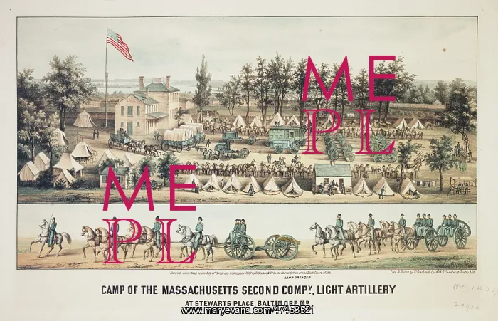 : Camp of the Massachusetts second compy. light artillery at : Camp of the Massachusetts second compy. light artillery at