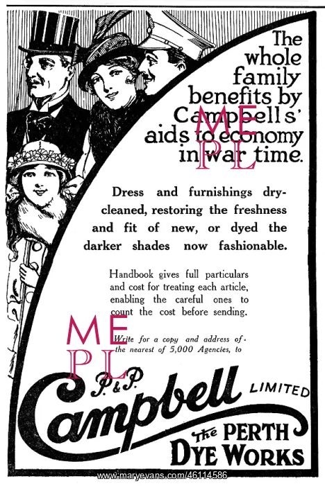 : Campbell Dye Works advertisement, WW1 : Campbell Dye Works advertisement, WW1