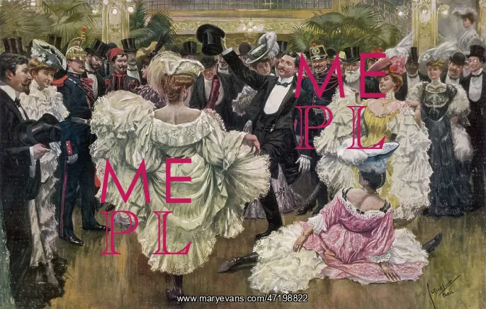 : Can-Can. Male guests applaud the high-kicking dancers at the Bal Tabarin, Paris