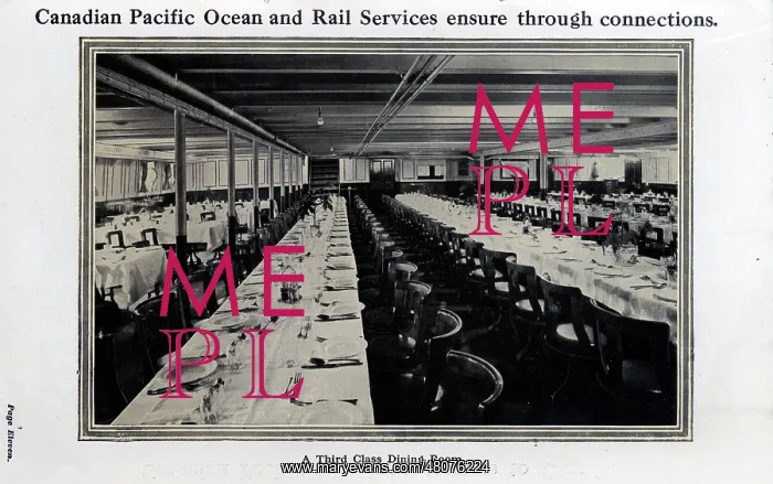 : Canadian Pacific Third Class Dining Room : Canadian Pacific Third Class Dining Room