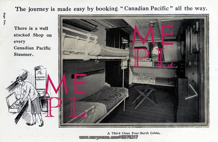: Canadian Pacific Third Class Four-Berth Cabin : Canadian Pacific Third Class Four-Berth Cabin