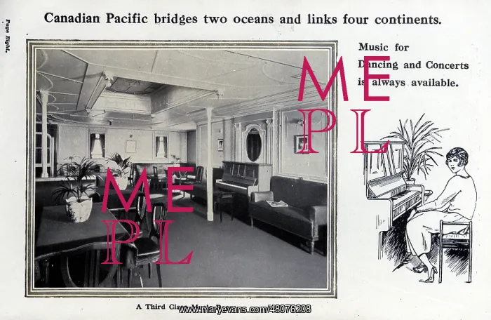 : Canadian Pacific Third Class Music Room : Canadian Pacific Third Class Music Room