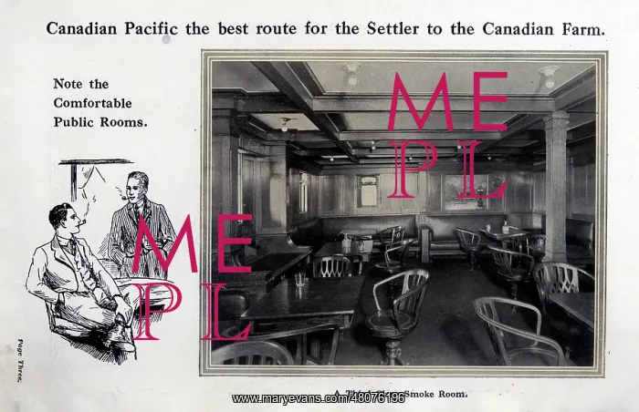: Canadian Pacific Third Class Smoke Room : Canadian Pacific Third Class Smoke Room