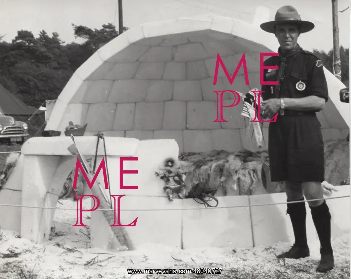 : Canadian scout leader with igloo : Canadian scout leader with igloo