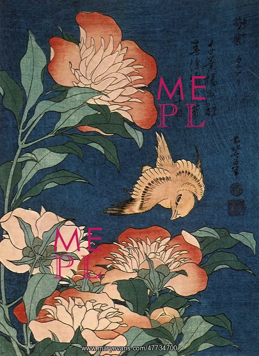  : Canary and Peony, by Hokusai