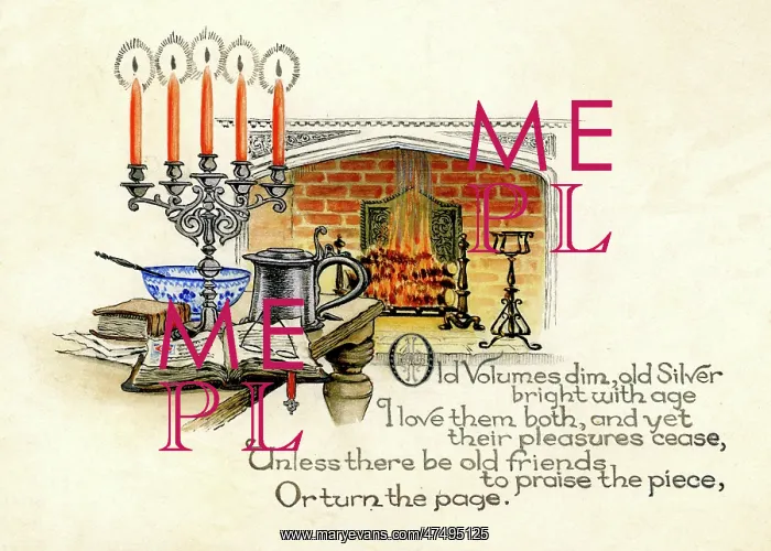 : Candles, books, tankard and fireplace : Candles, books, tankard and fireplace