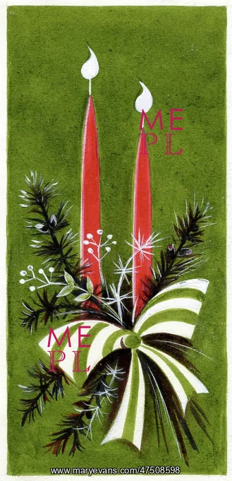 : Candles, foliage and striped bow