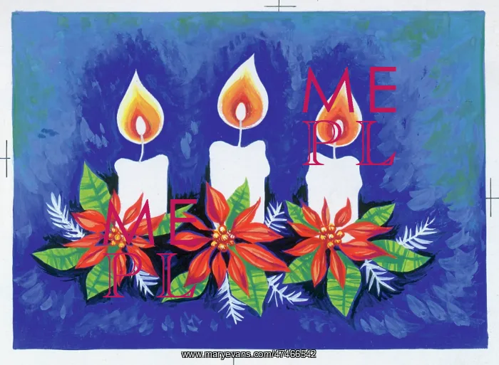  : Three Candles and Poinsettias