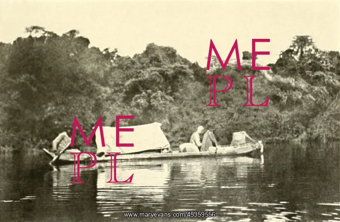 : Canoe rigged with a cover under which sick Colonel : Canoe rigged with a cover under which sick Colonel