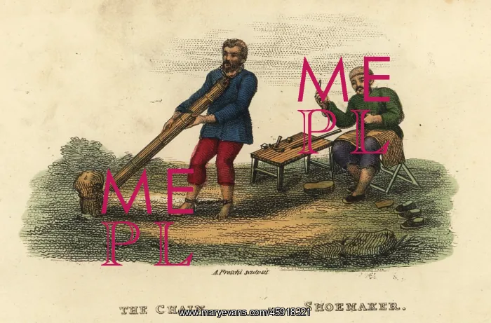: Cantonese shoemaker and man in the Chain punishment : Cantonese shoemaker and man in the Chain punishment