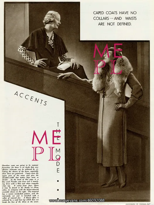 : Capes and coats 1933 : Capes and coats 1933