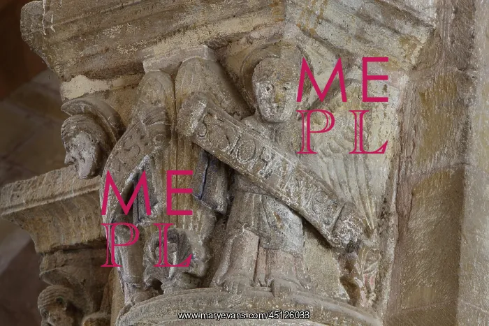 : Capital with angels, Abbatiale Sainte-Foy, Conques : Capital with angels, Abbatiale Sainte-Foy, Conques