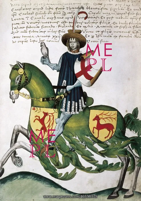 : Capodilista Codex. 1434. Falconer. Drawing. ITALY : Capodilista Codex. 1434. Falconer. Drawing. ITALY