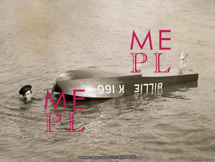 : Capsized participant of motor boat race : Capsized participant of motor boat race