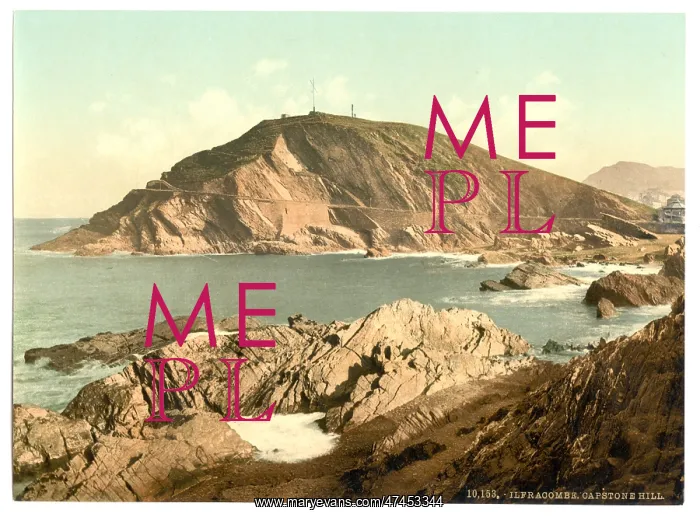 : Capstone, hill from Ilfracombe Hotel, Ilfracombe, England : Capstone, hill from Ilfracombe Hotel, Ilfracombe, England