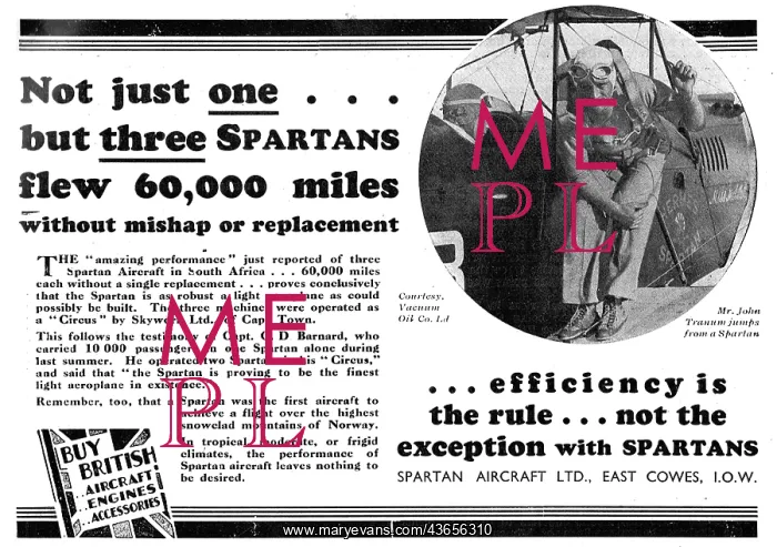 : Capt Barnard Endorses Spartan Aircraft : Capt Barnard Endorses Spartan Aircraft