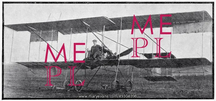 : Captain Bertram Dickson on his Farman biplane 1910 : Captain Bertram Dickson on his Farman biplane 1910