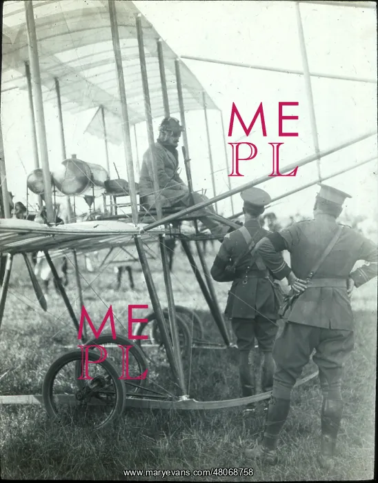 : Captain Bertram Dickson on a Farman biplane : Captain Bertram Dickson on a Farman biplane