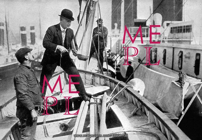 : Captain Clarke testing lifeboats on Olympic : Captain Clarke testing lifeboats on Olympic
