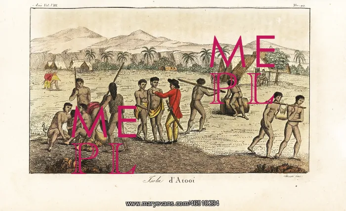 : Captain Cook's men with natives at Waimea : Captain Cook's men with natives at Waimea
