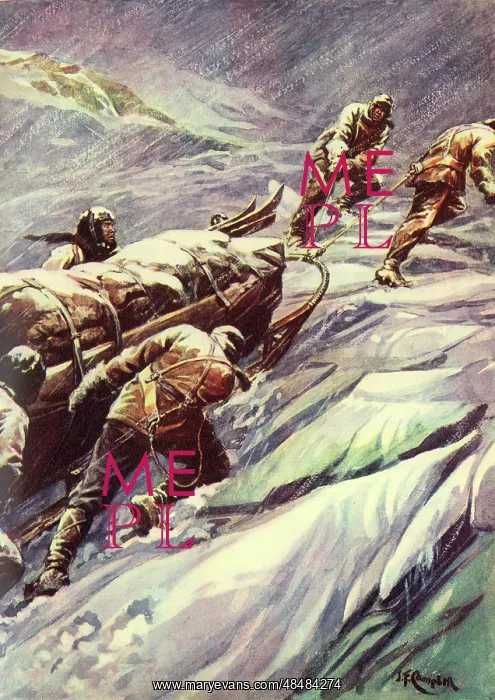: Captain Scott and his team hauling their sledge : Captain Scott and his team hauling their sledge