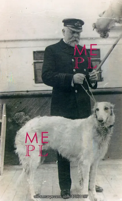 : Captain Smith of the RMS Titanic, with Russian Wolfhound : Captain Smith of the RMS Titanic, with Russian Wolfhound