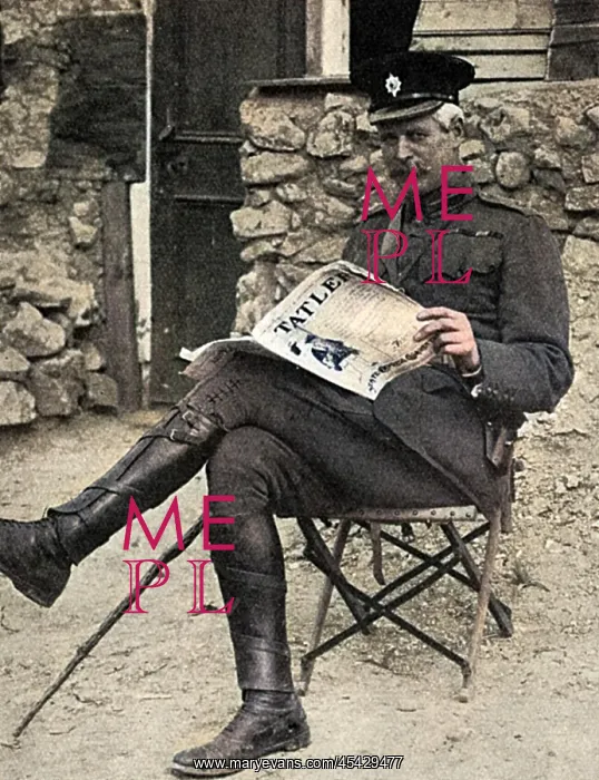 : Captain Wilkinson reading The Tatler : Captain Wilkinson reading The Tatler