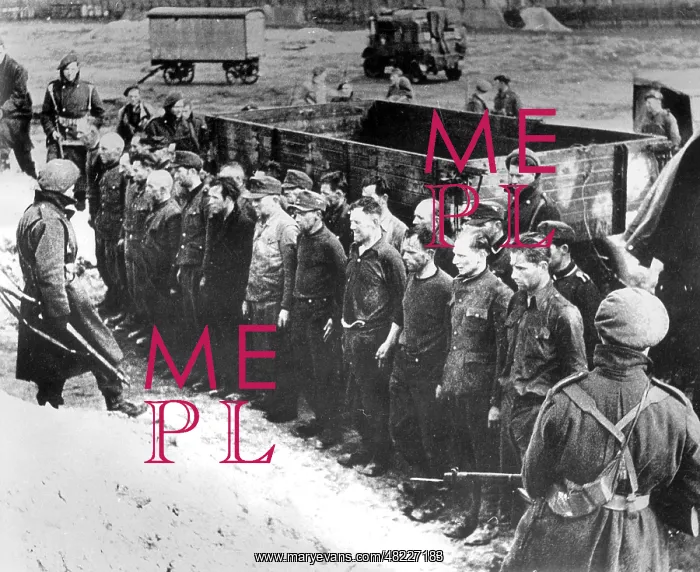 : Captive SS guards in the concentration camp Bergen-Belsen : Captive SS guards in the concentration camp Bergen-Belsen