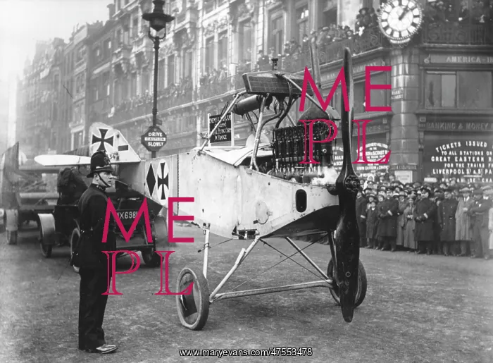 : A captured German aircraft in London : A captured German aircraft in London