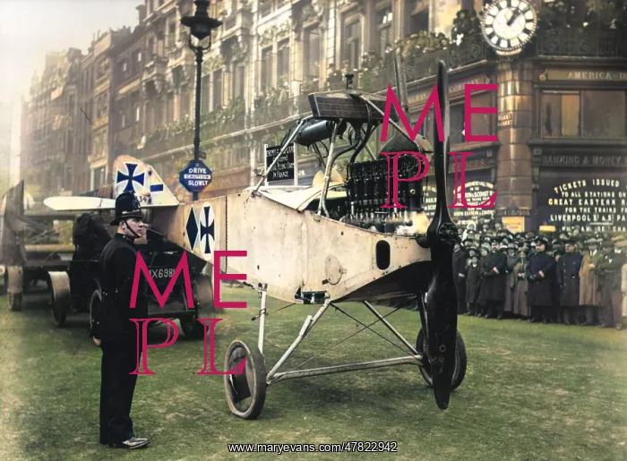 : A captured German aircraft in London : A captured German aircraft in London