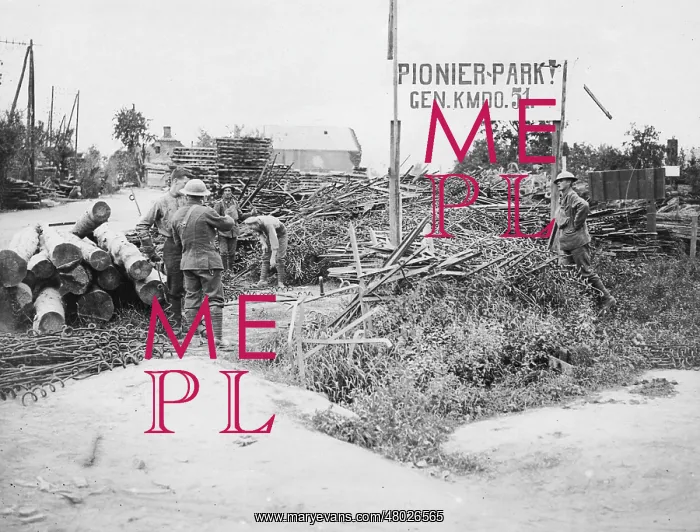 : Captured German engineer park, Western Front, WW1 : Captured German engineer park, Western Front, WW1