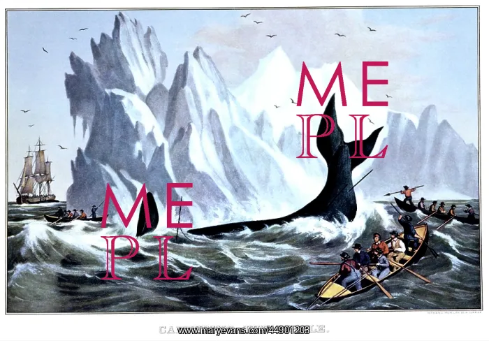  : Capturing the Whale - Currier and Ives Lithograph - 1850