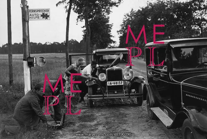 : Car breakdown, 1929 : Car breakdown, 1929