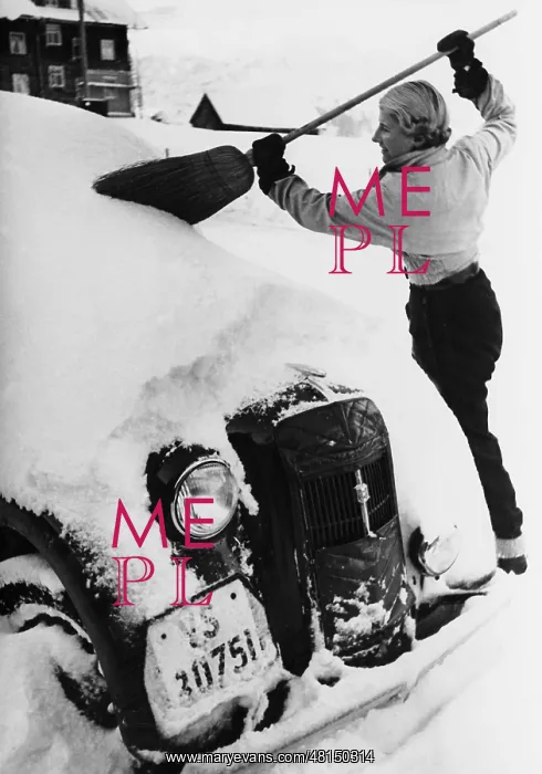 : A car covered with snow in the winter, 1938 : A car covered with snow in the winter, 1938