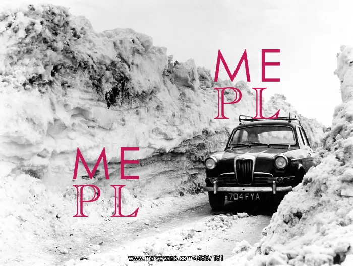 : Car in a snowdrift near Crediton, Devon : Car in a snowdrift near Crediton, Devon