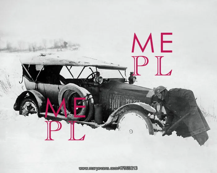 : Car snowed up in winter on Western Front, WW1 : Car snowed up in winter on Western Front, WW1