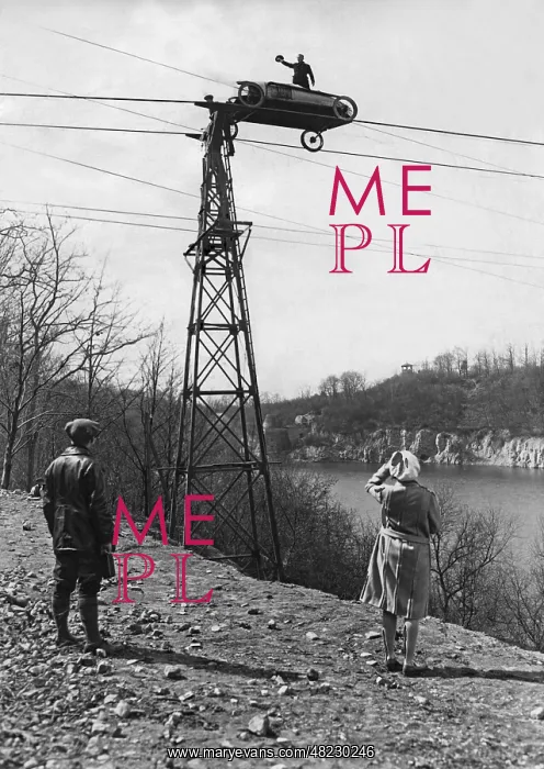 : Car on steel cables, 1929 : Car on steel cables, 1929