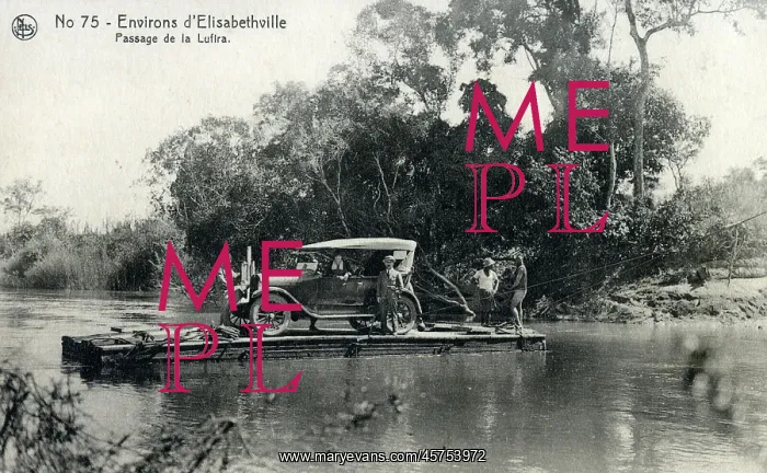 : Car transported across the Lufira River, Lubumbashi, Congo : Car transported across the Lufira River, Lubumbashi, Congo