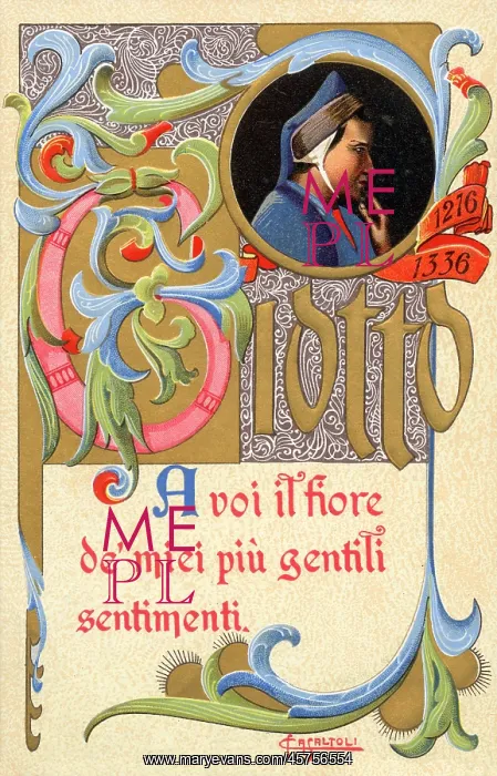 : Card commemorating the artist Giotto : Card commemorating the artist Giotto