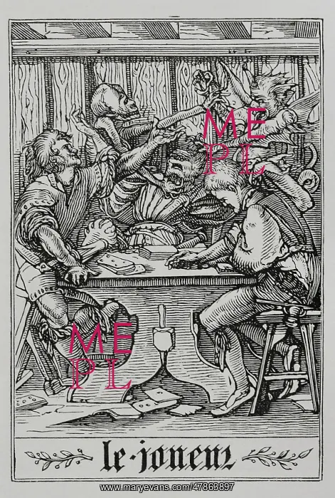 : The Card Player. The Death and a demon attacking : The Card Player. The Death and a demon attacking